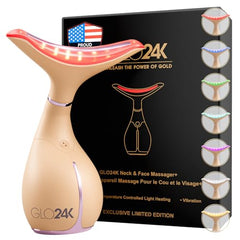 GLO24K 7 Color Beauty Device front view highlighting ergonomic design for at-home spa sessions.