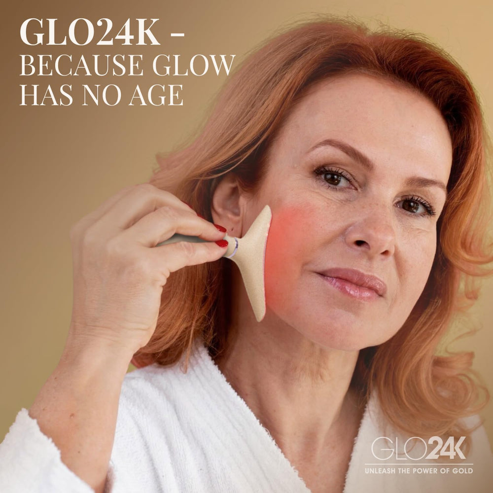 GLO24K gold collagen cream pairing image suggests enhanced skincare routine benefits.