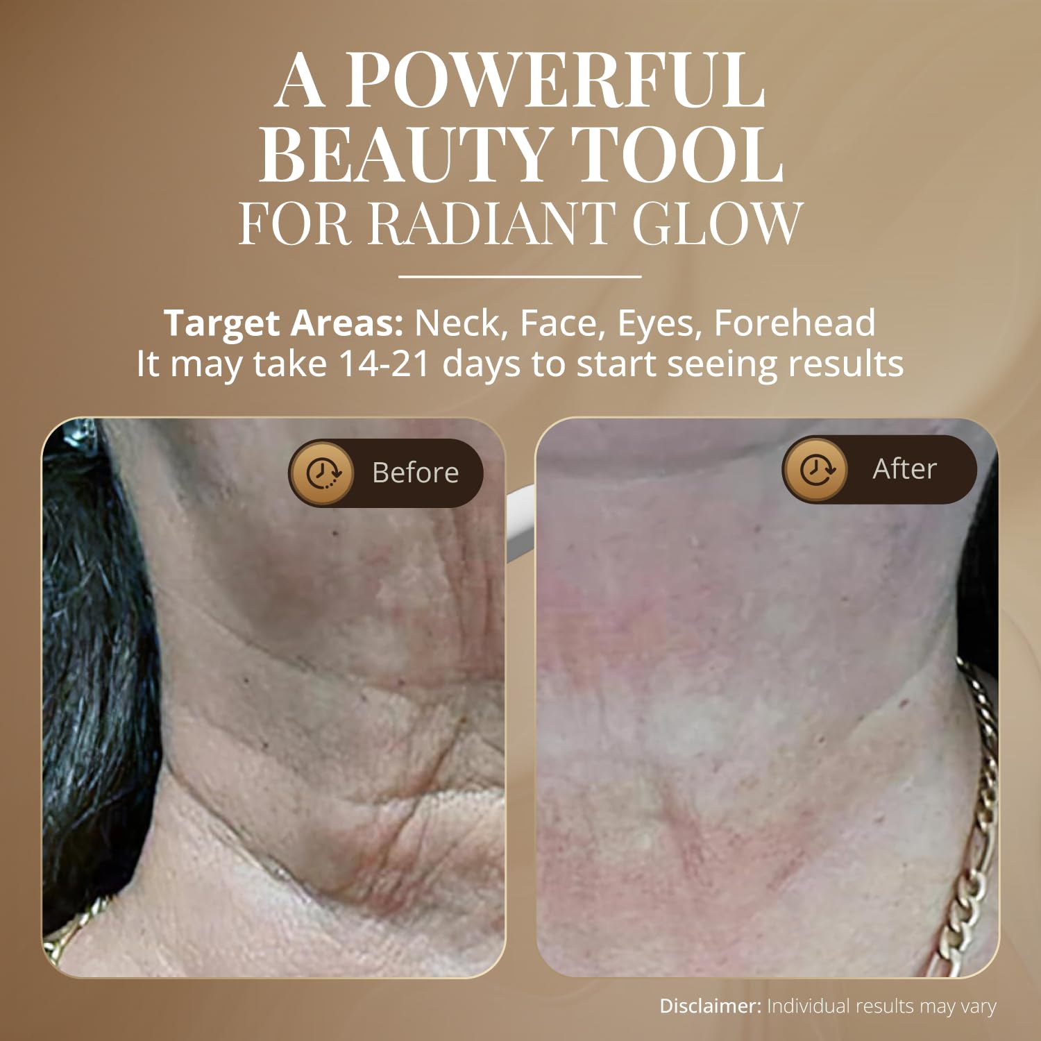 GLO24K LED vibration facial massage session during use.