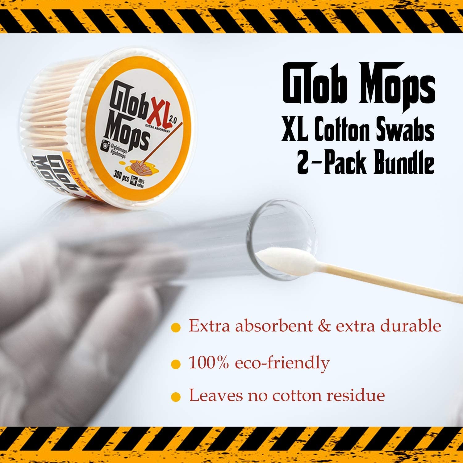 Glob Mops XL cotton swabs makeup-removal usage for precise detail work.