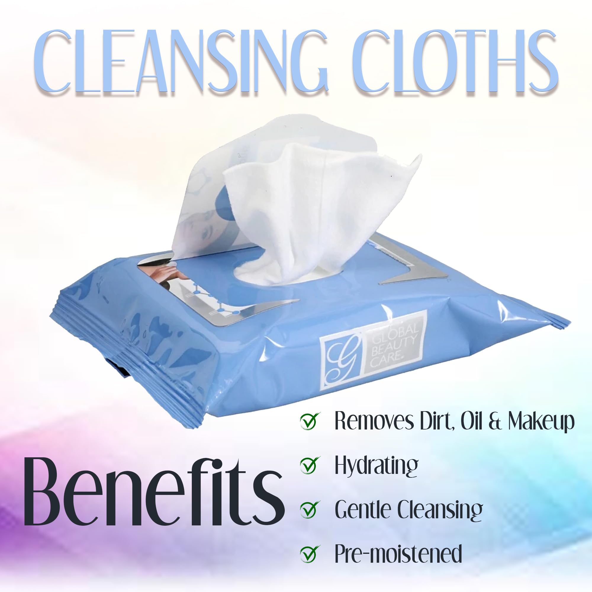Global Beauty Care Retinol Cleansing Wipes remove makeup including waterproof mascara without residue.