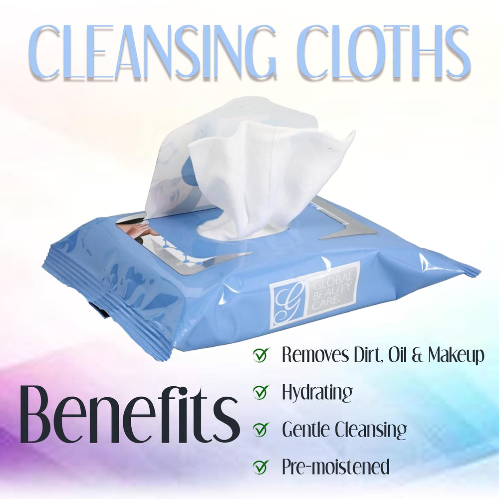 Global Beauty Care Retinol Cleansing Wipes remove makeup including waterproof mascara without residue.