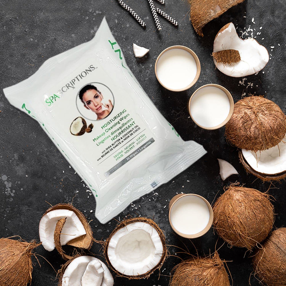 Global Beauty Care Spascriptions wipes provide moisturized supple skin with coconut oil and shea butter