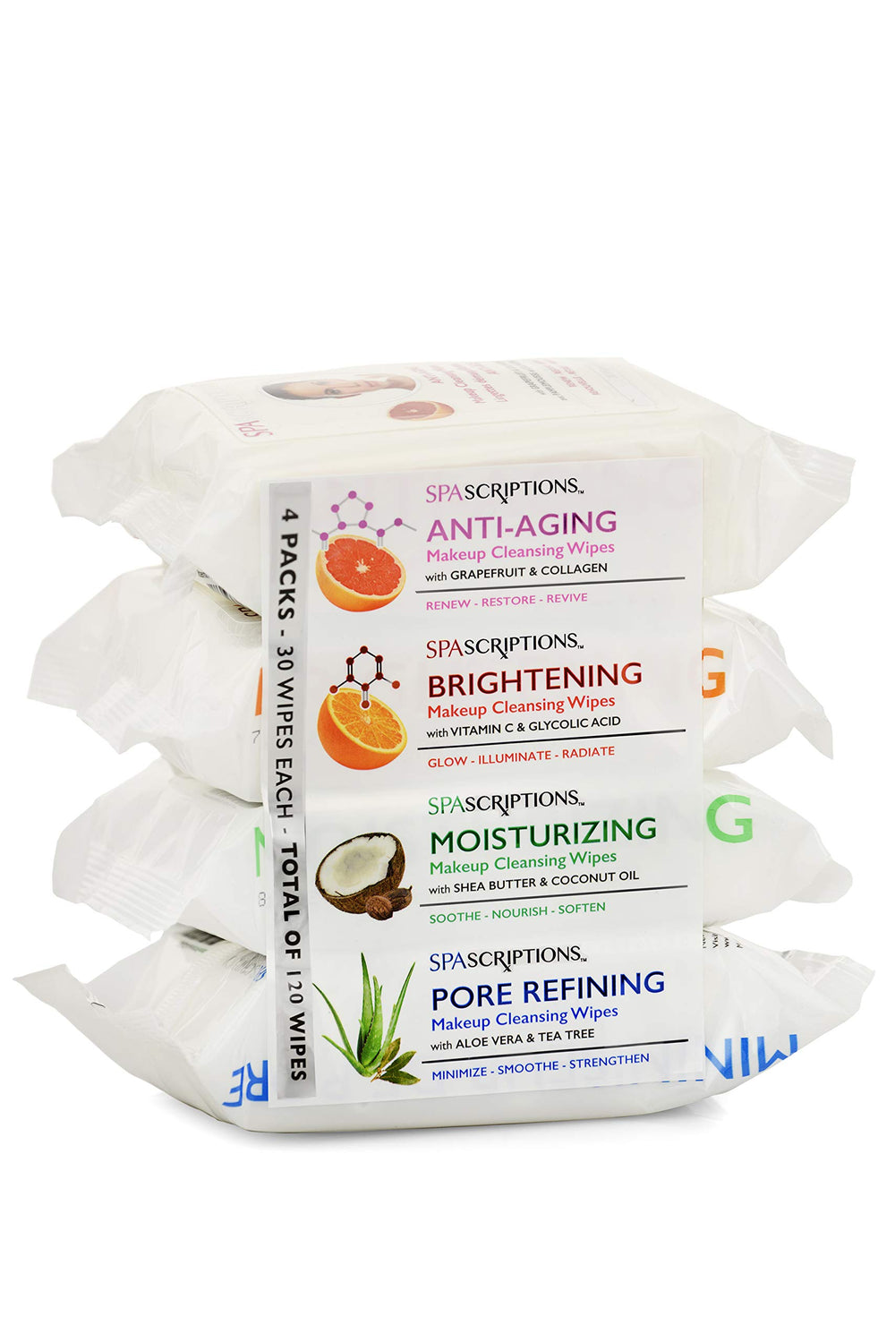 Global Beauty Care Spascriptions wipes pack closeup gentle cleansing for all skin types