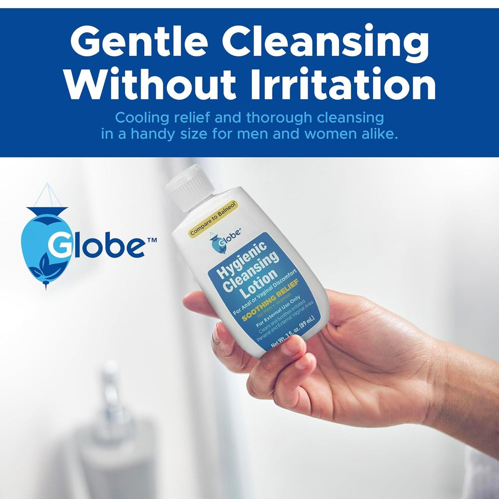 Globe Hygienic Cleansing Lotion label closeup highlights product details