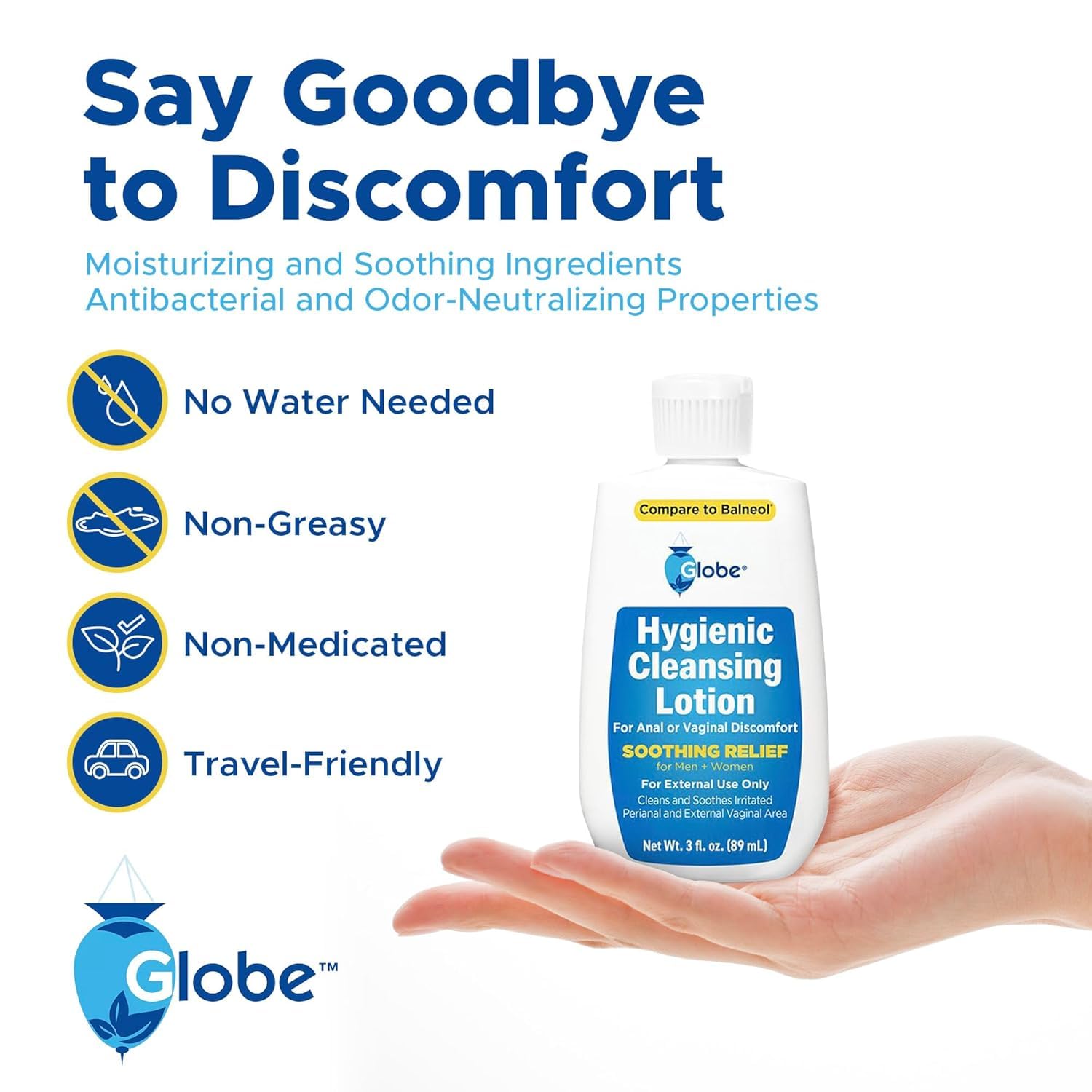 Globe Hygienic Cleansing Lotion three-ounce bottle offers compact travel-friendly cleansing