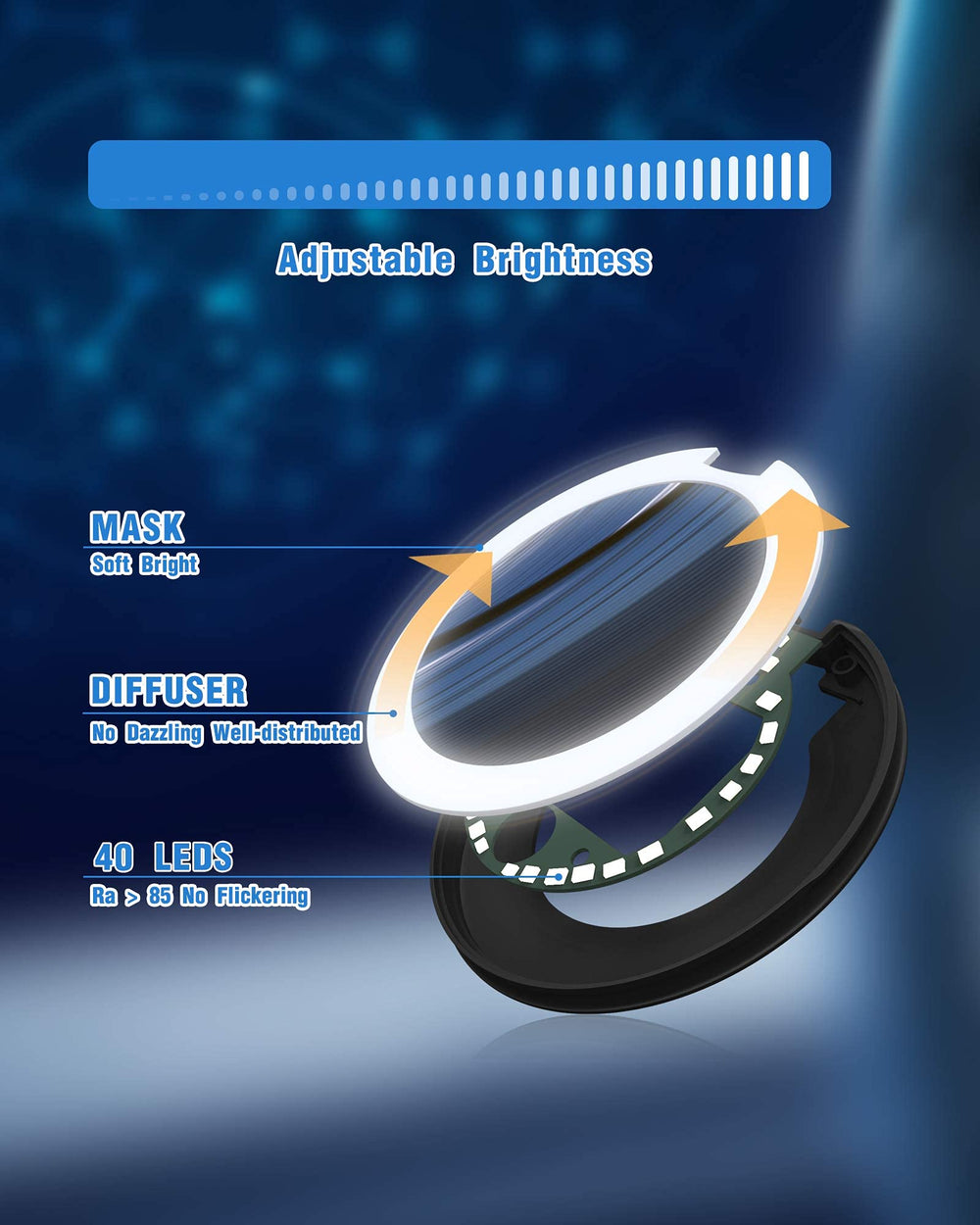 Glocusent compact makeup-mirror includes USB-C charging cable for easy recharging