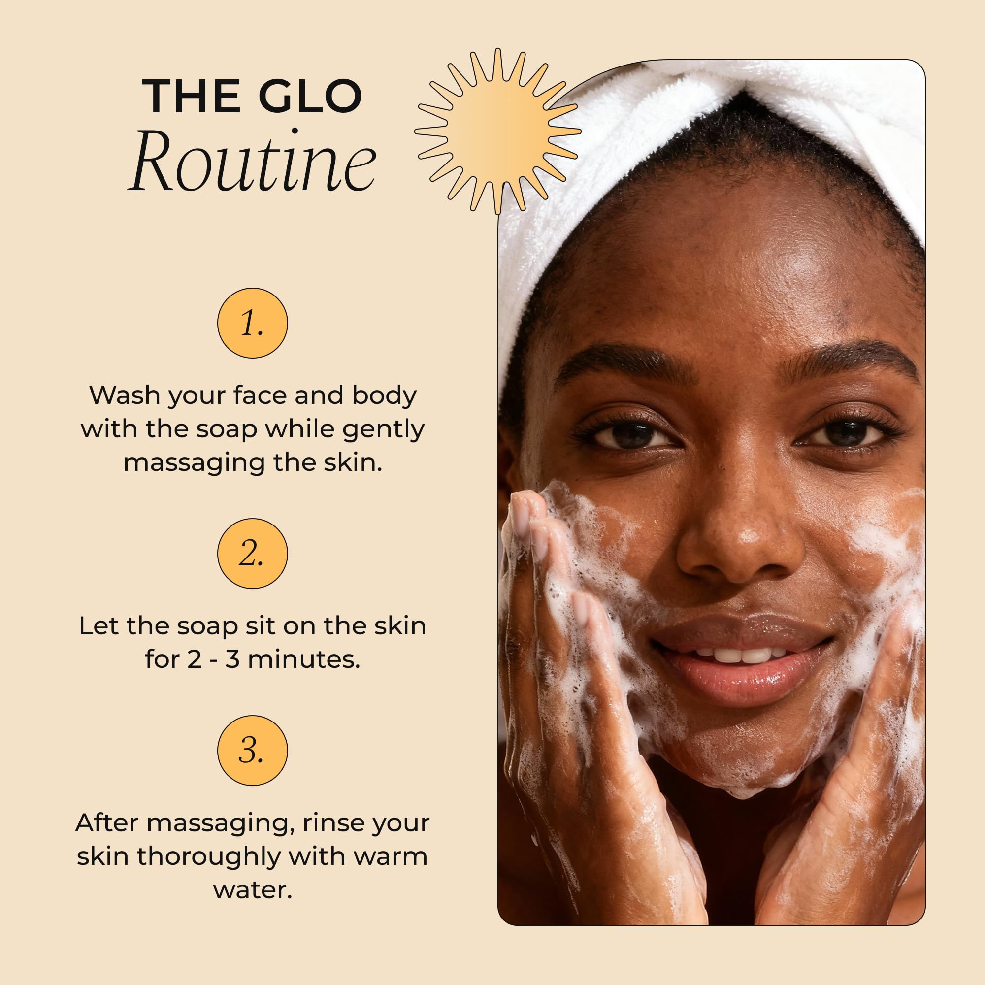 Glo Melanin turmeric soap suitable for body use as a versatile non-comedogenic wash.