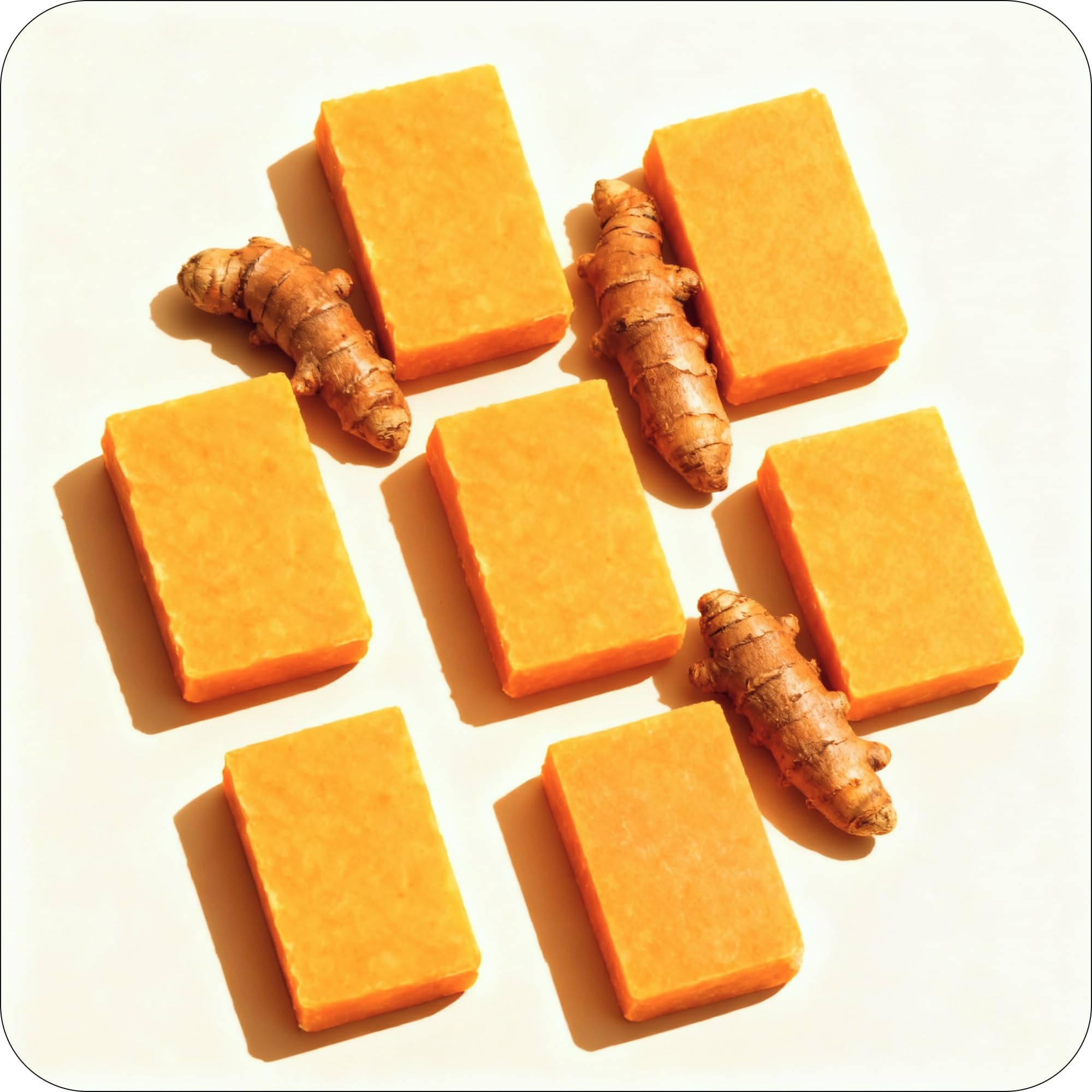 Glo Melanin turmeric soap texture detail emphasizing natural oils for nourishment.