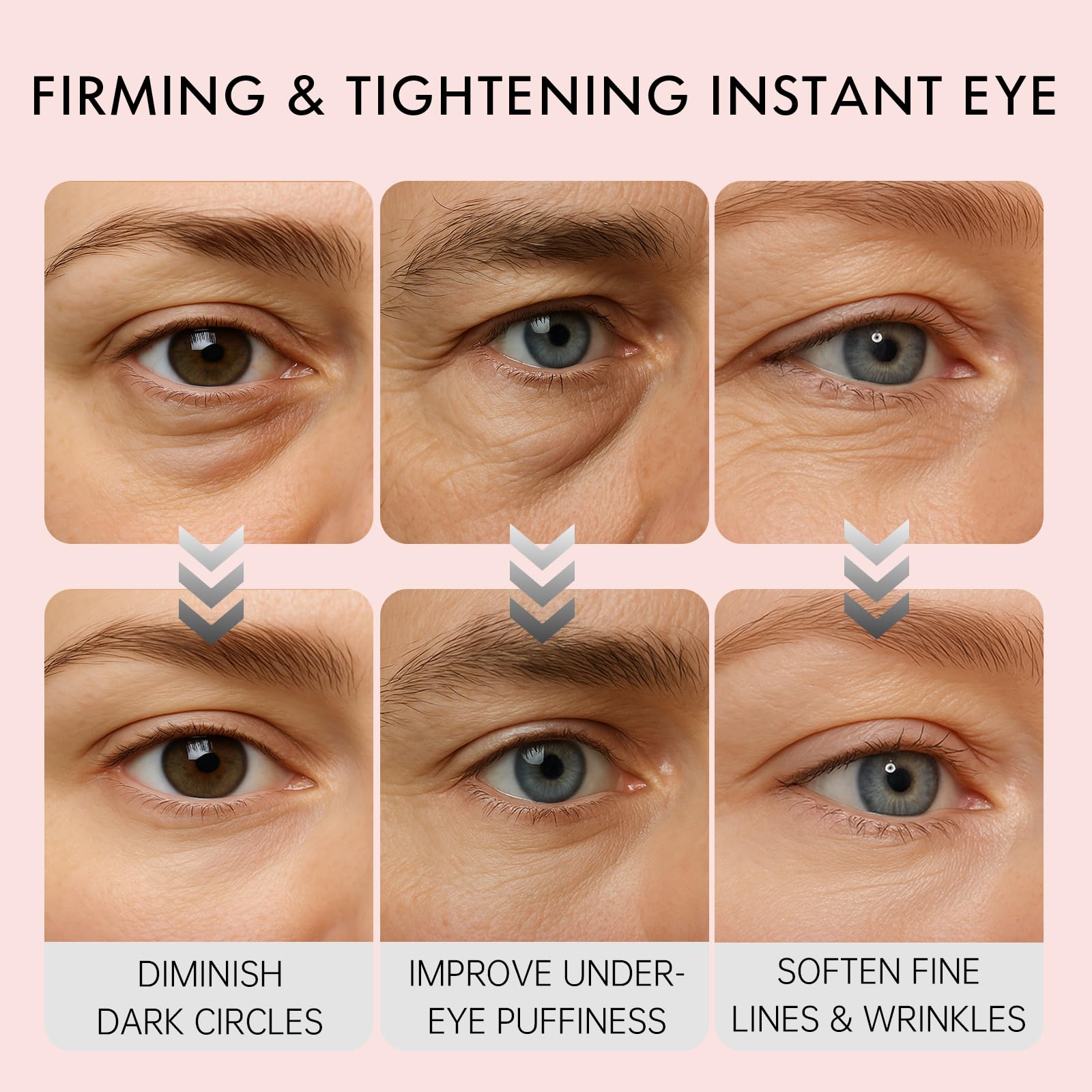 Glopink Instant Eye Tightener brush-tip application for precise smoothing.