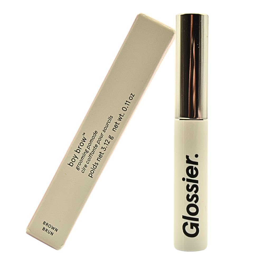 Glossier Boy Brow in brown compact delivers natural volume and soft hold for everyday brows.