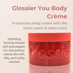 Glossier Creme de You fragrance profile closeup highlighting pink pepper and iris notes.