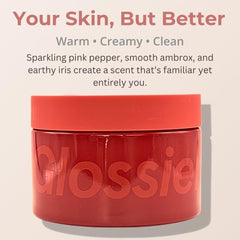 Glossier Creme de You rich-texture application demonstrates non-greasy hydration on skin.