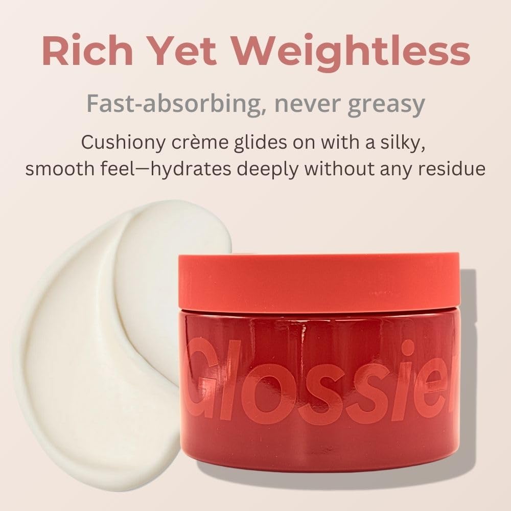 Glossier Creme de You vegan cruelty-free symbol emphasizes ethical skincare choice.
