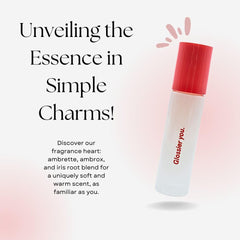 Glossier You scent notes pink pepper highlighted in a compact bottle.