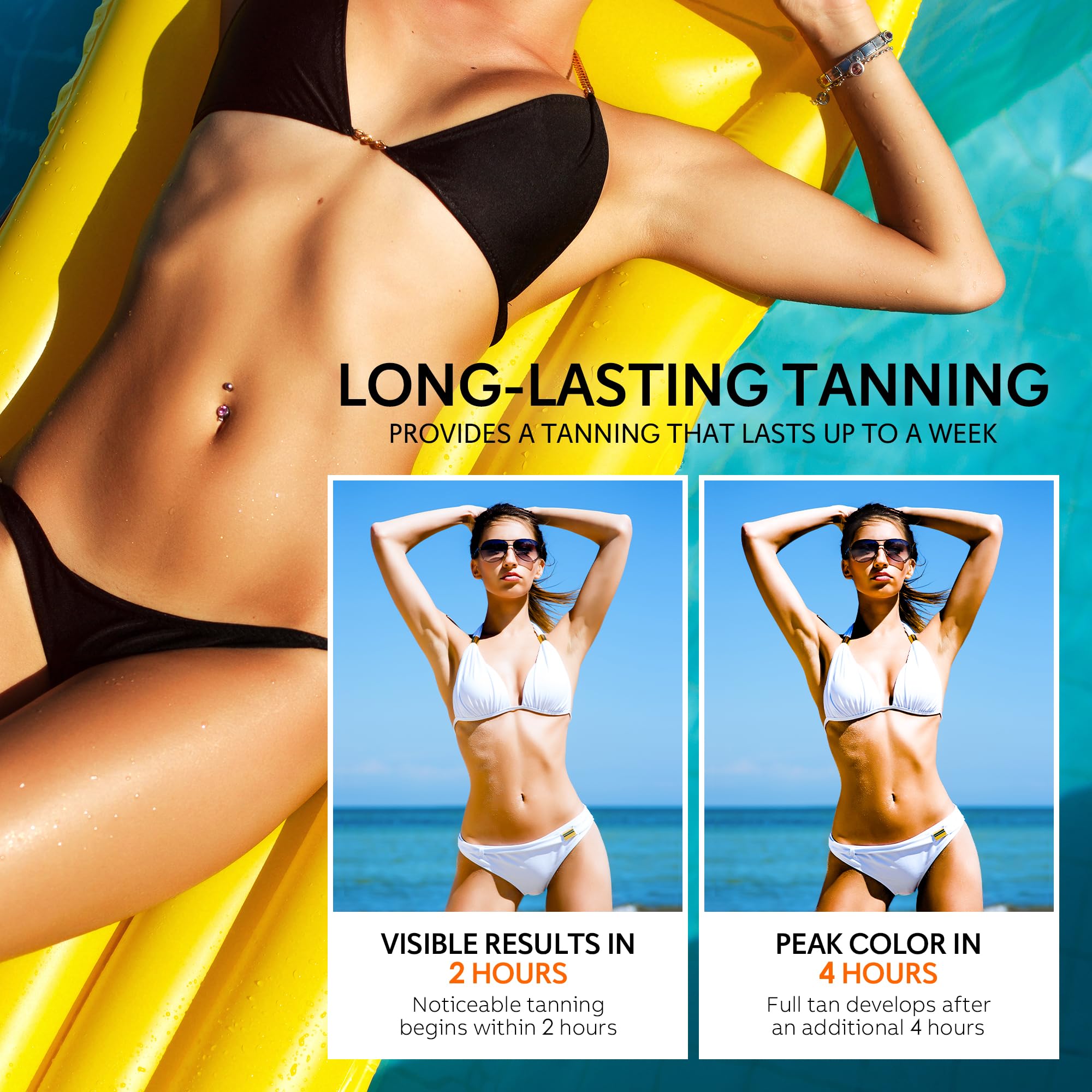 Glossiva Self Tanning Drops ingredients with hyaluronic acid support skin comfort.