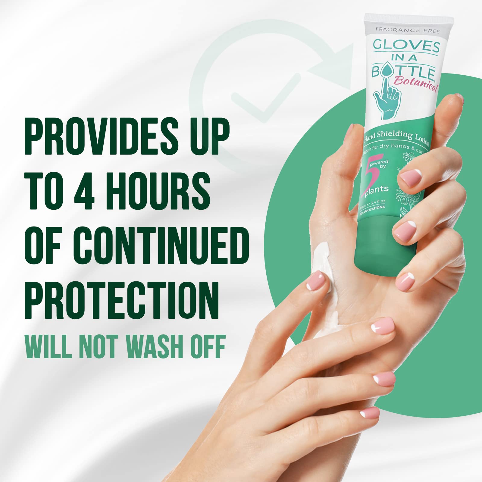 Gloves In A Bottle natural ingredients image highlights Arnica and Chamomile soothing care.