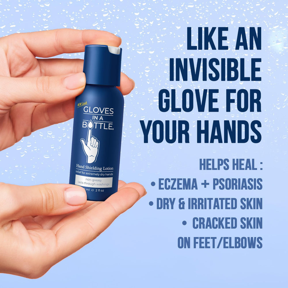 Gloves In A Bottle Shielding Lotion USA made label emphasizes hypoallergenic and vegan formulation.