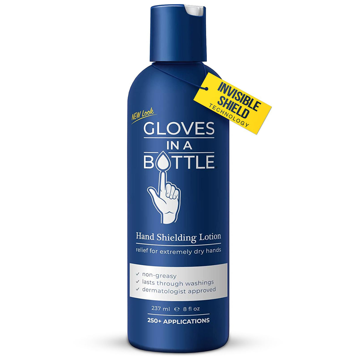 Gloves In A Bottle Shielding Lotion bottle shows invisible shield for dry skin protection.