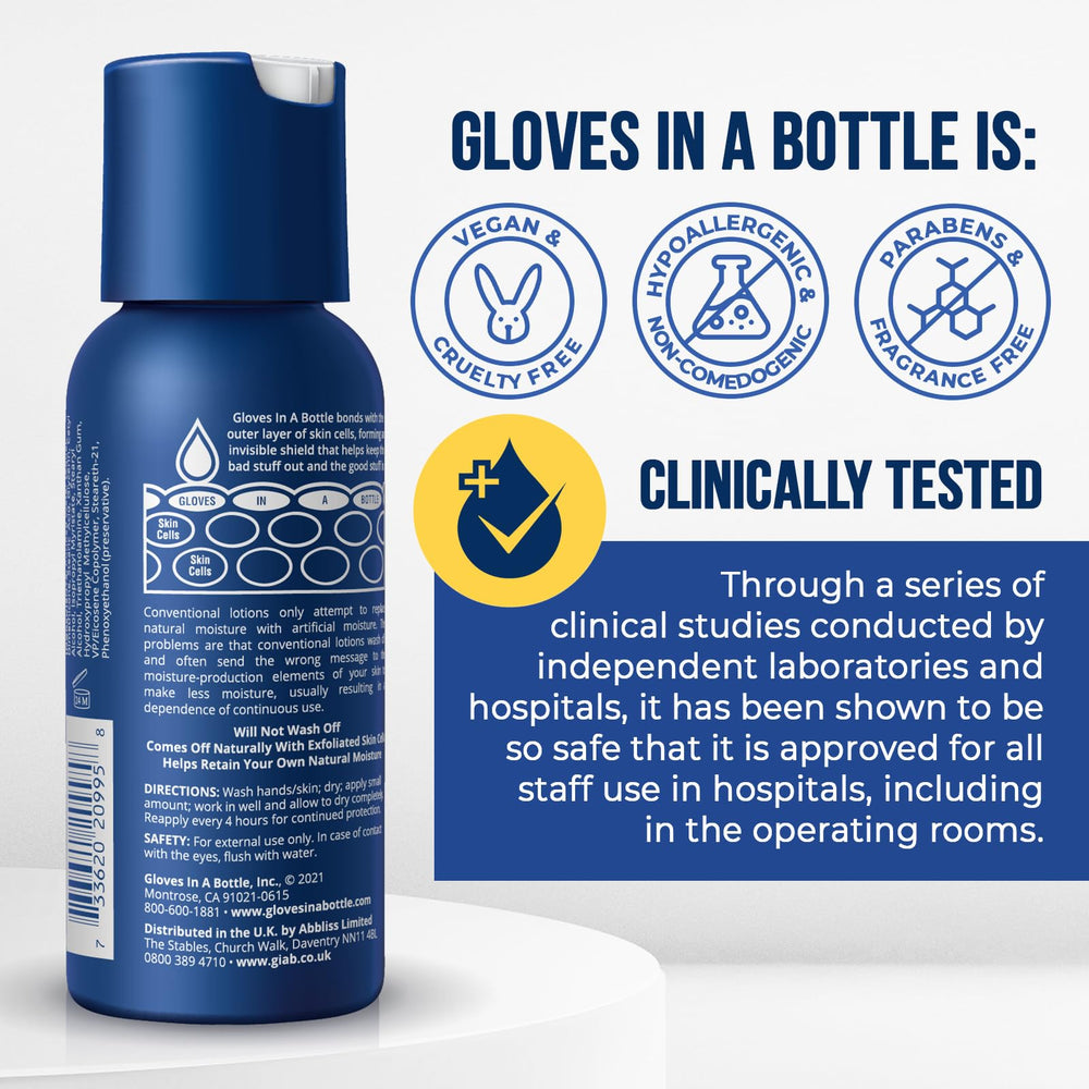 Gloves In A Bottle shielding lotion dermatologist-recommended formula supports sensitive skin.