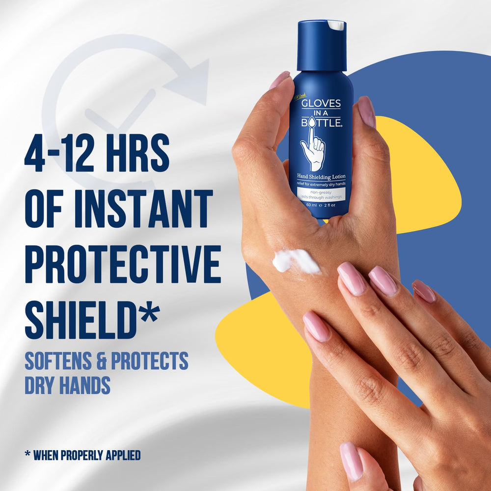 Gloves In A Bottle shielding lotion lid close-up highlights compact packaging for easy travel.