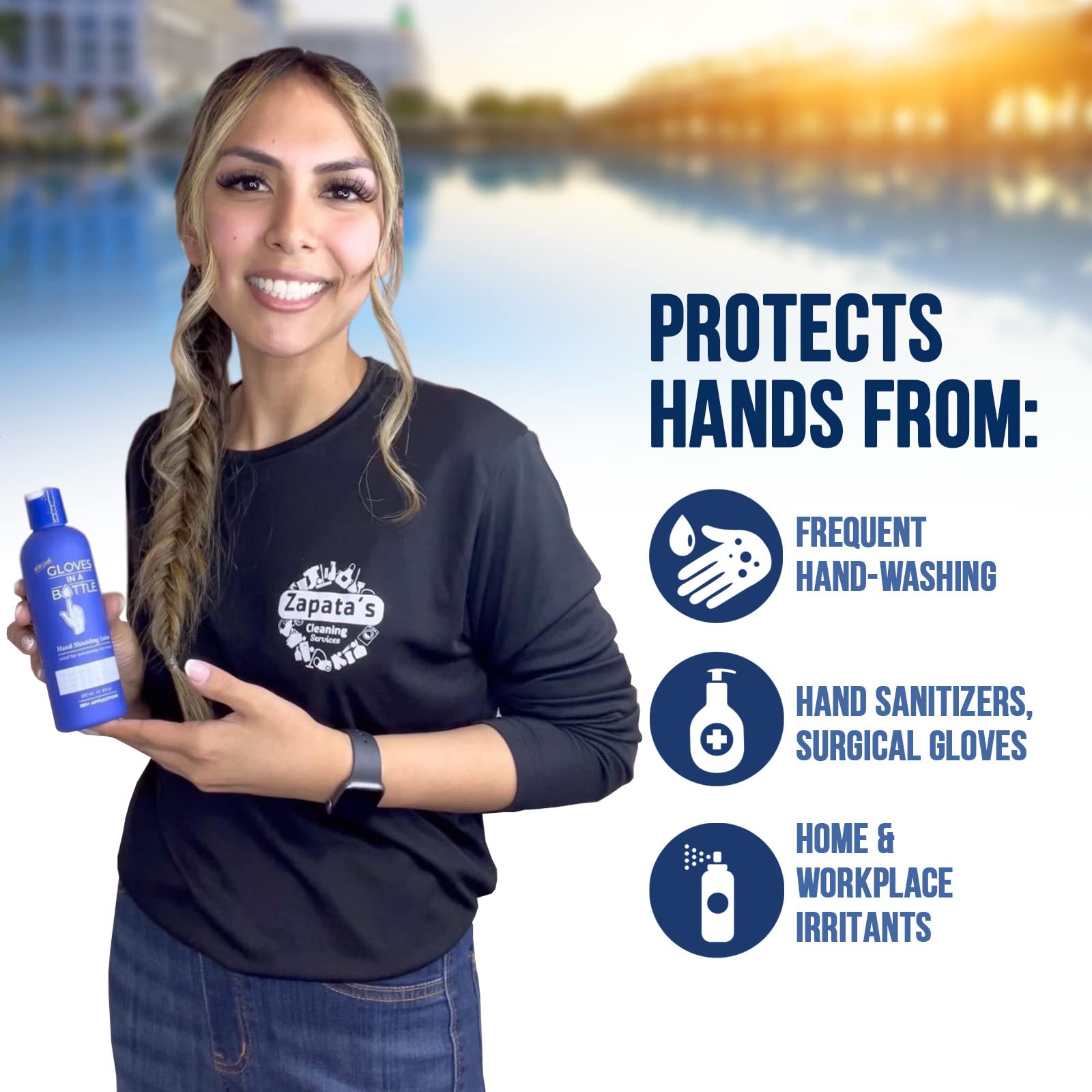 Gloves In A Bottle Shielding Lotion texture swirl highlights barrier-creating cream for skin protection.