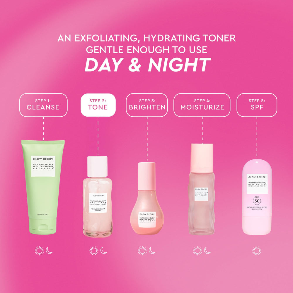 Glow Recipe 40ml-bottle-hero-shot conveys portable skincare ritual on-the-go.