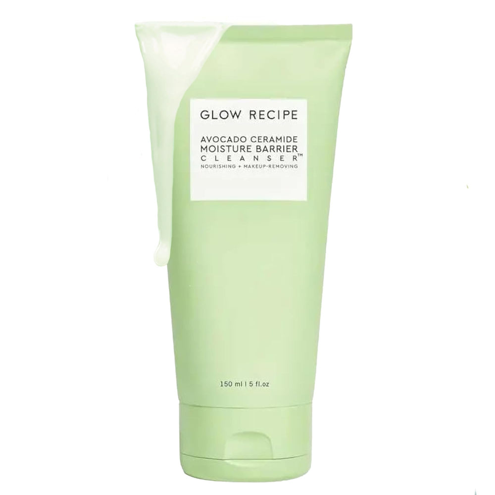 Glow Recipe Avocado Ceramide Cleanser bottle shows silky hydration for dry skin