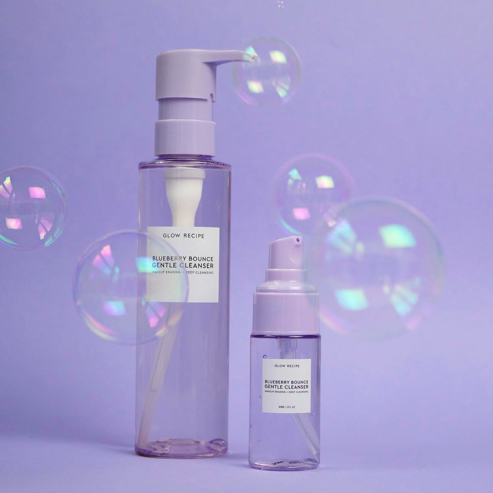 Glow Recipe Blueberry Bounce gentle foam bubbles lifting makeup and dirt