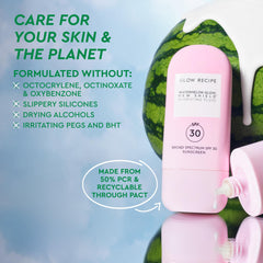Glow Recipe Dew Shield SPF 30 label on tube emphasizes broad spectrum protection.