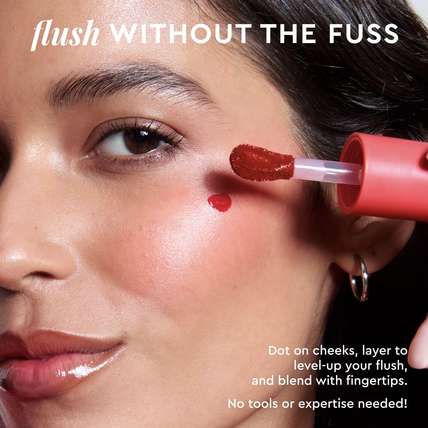 Glow Recipe Niacinamide Dewy Flush cheek-lip tint showing seamless, dewy radiance.