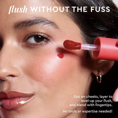 Glow Recipe Niacinamide Dewy Flush cheek-lip tint showing seamless, dewy radiance.