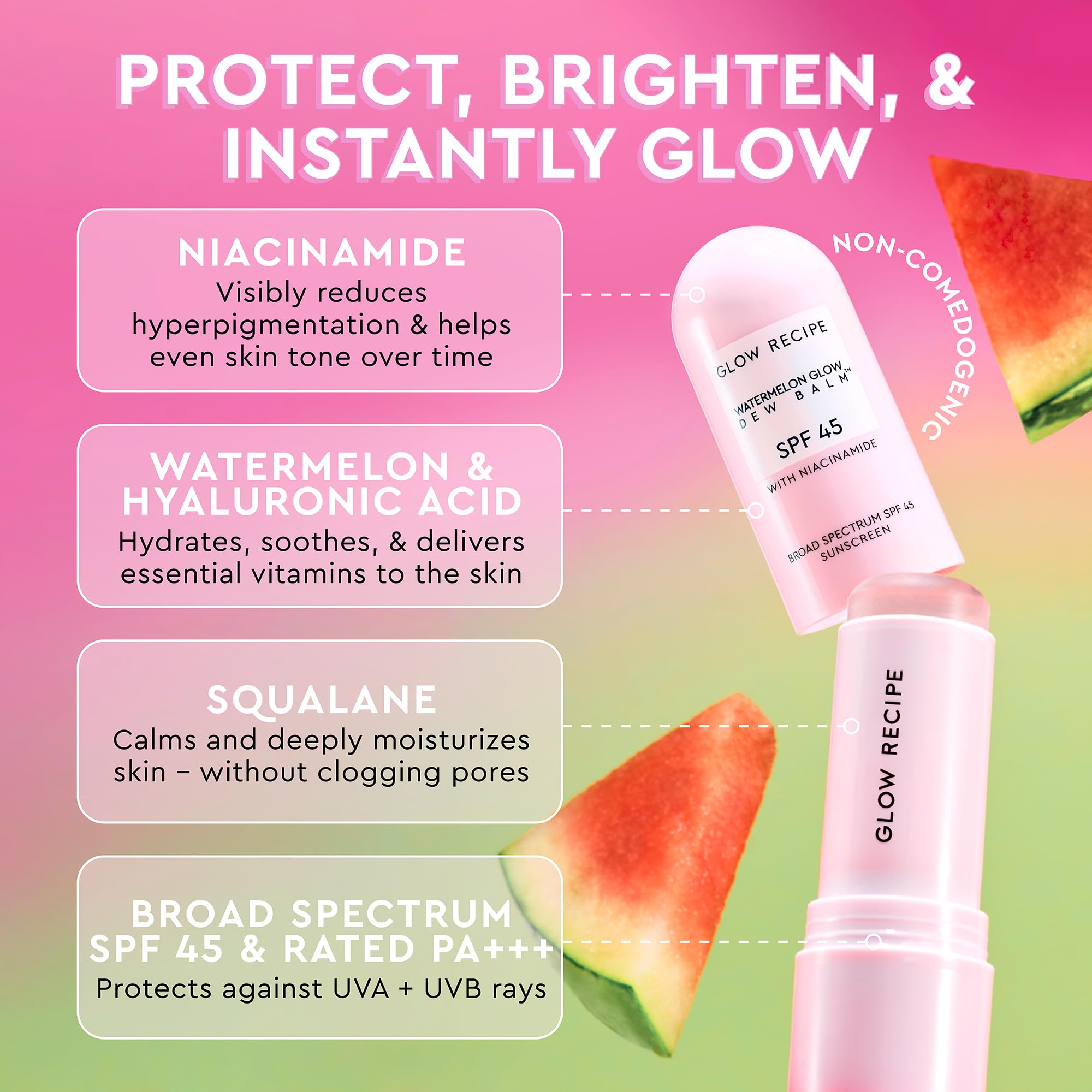 Glow Recipe sunscreen stick rolled-on close-up shows even, translucent coverage.