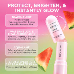 Glow Recipe sunscreen stick rolled-on close-up shows even, translucent coverage.