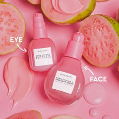 Glow Recipe guava serum bottle close-up showing brightening serum for daily radiance.