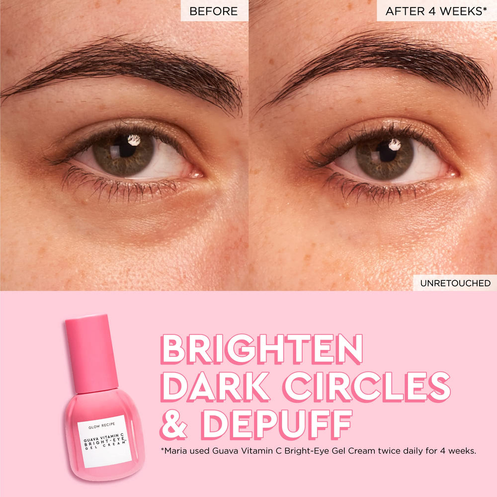 Glow Recipe Guava Eye Gel application pump demonstrating easy makeup prep.