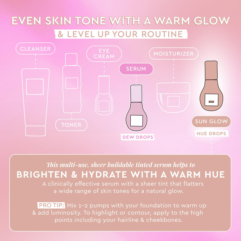 Hue Drops highlighting cheekbones for dewy radiance