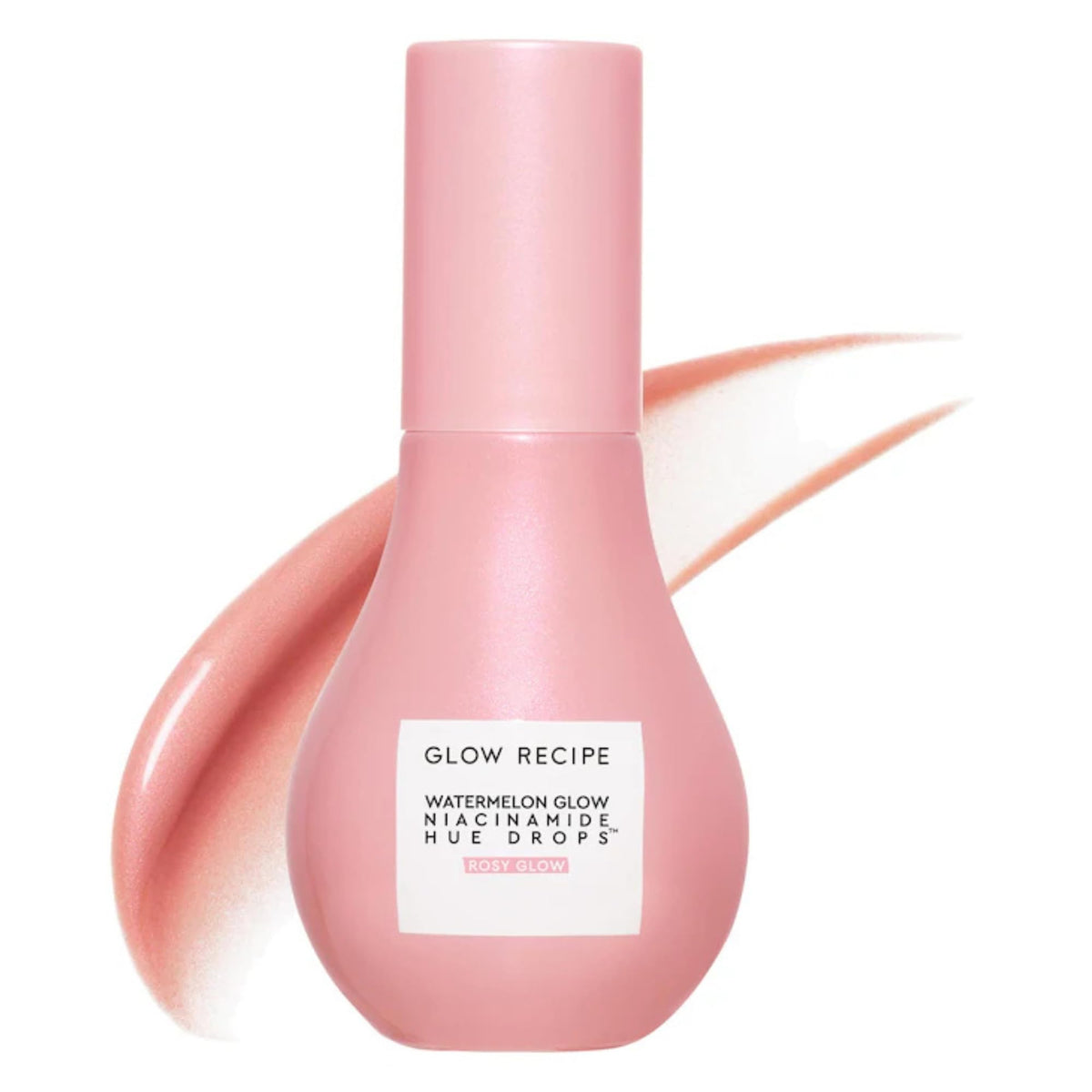 Glow Recipe Hue Drops tinted serum bottle shows rosy glow and hydration.