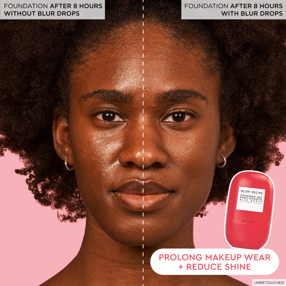 Glow Recipe key ingredients tapioca rice strawberry closeup emphasizes oil absorption