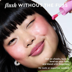 Glow Recipe Niacinamide Dewy Flush cheek application shows buildable tint.