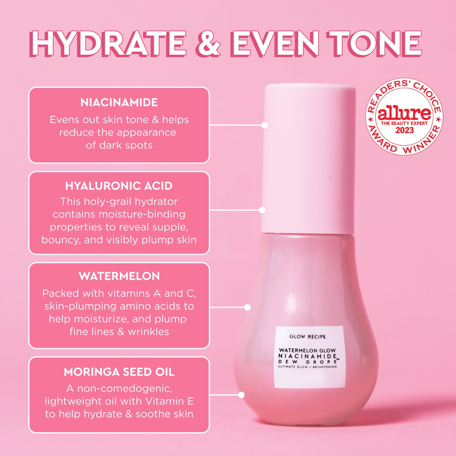 Glow Recipe niacinamide serum hyaluronic acid—hydration boost for supple, dewy skin.