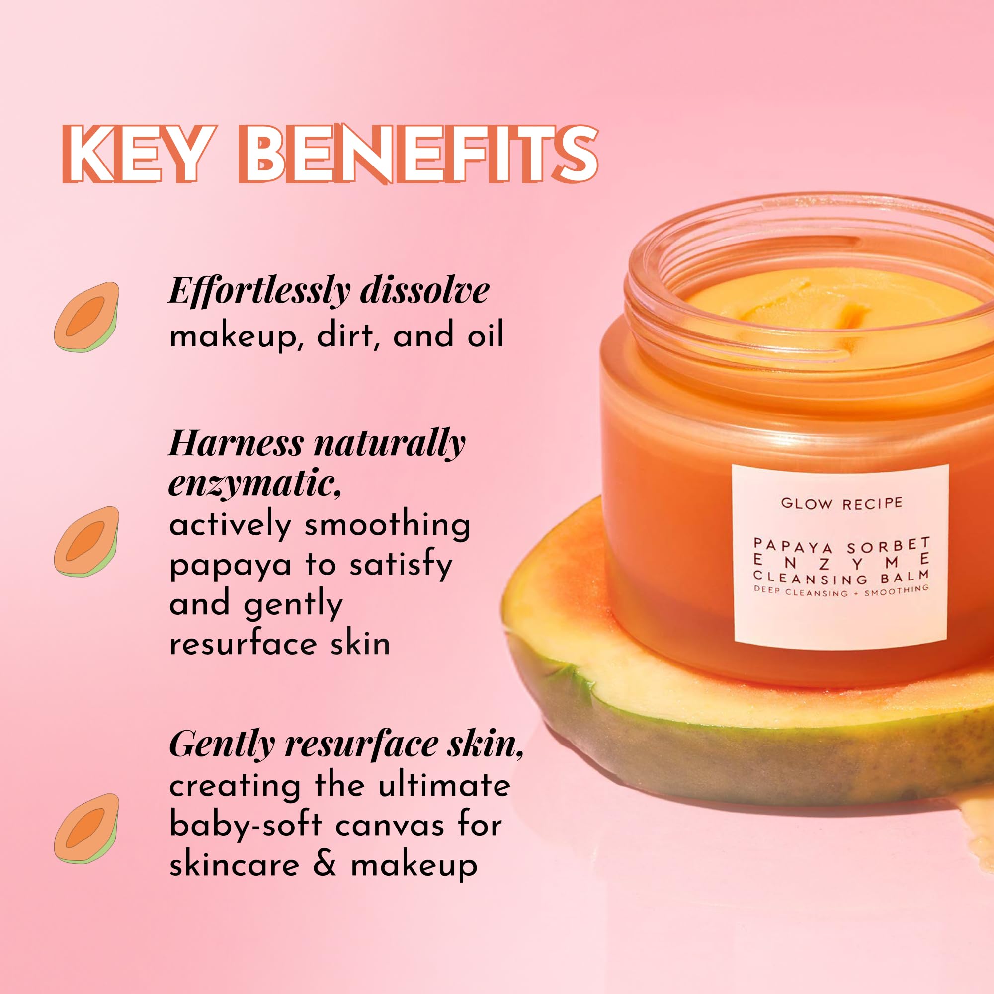 Glow Recipe Papaya Enzyme Cleansing Balm application motion demonstrates gentle makeup removal