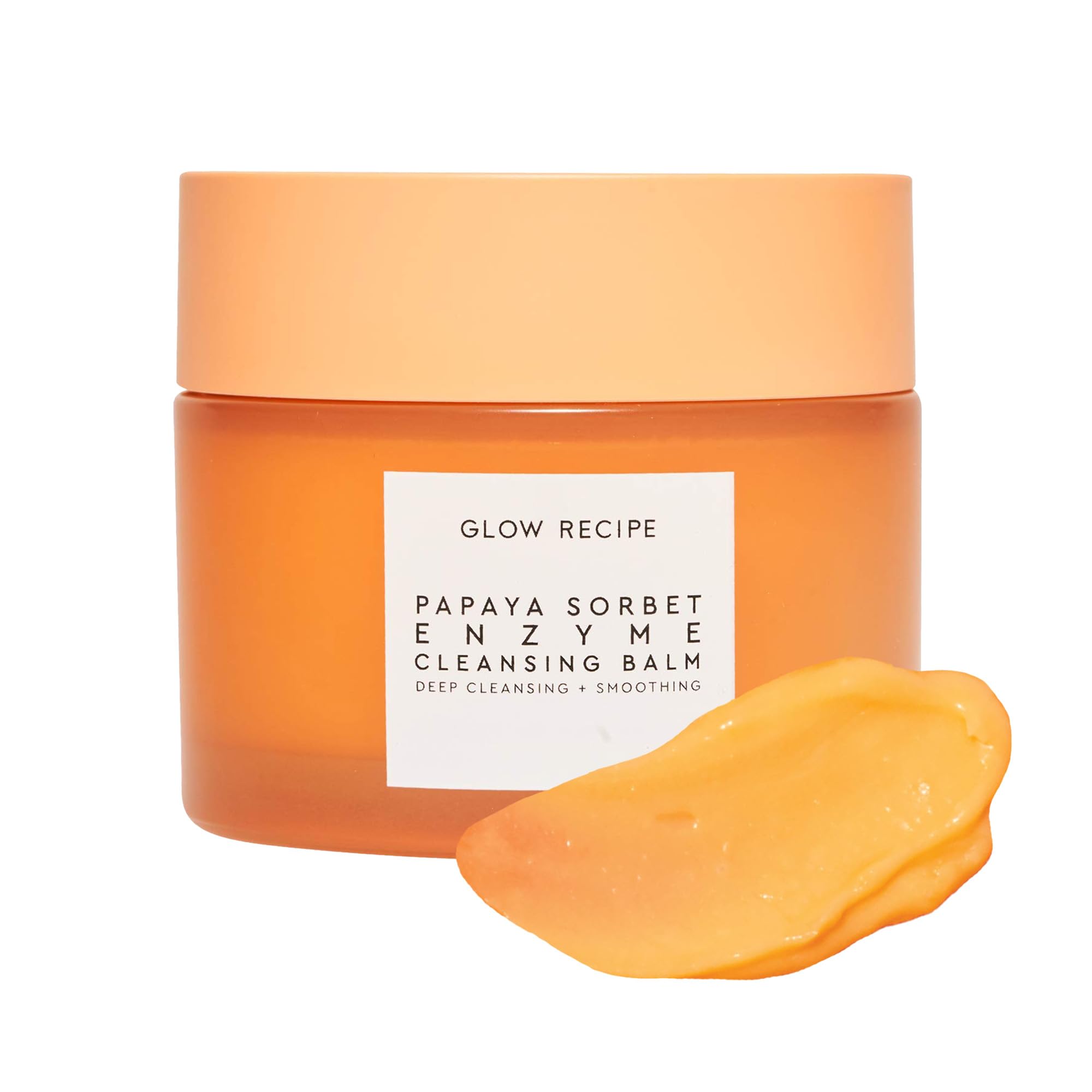 Glow Recipe Papaya Enzyme Cleansing Balm close-up jar shows makeup-melting hydration