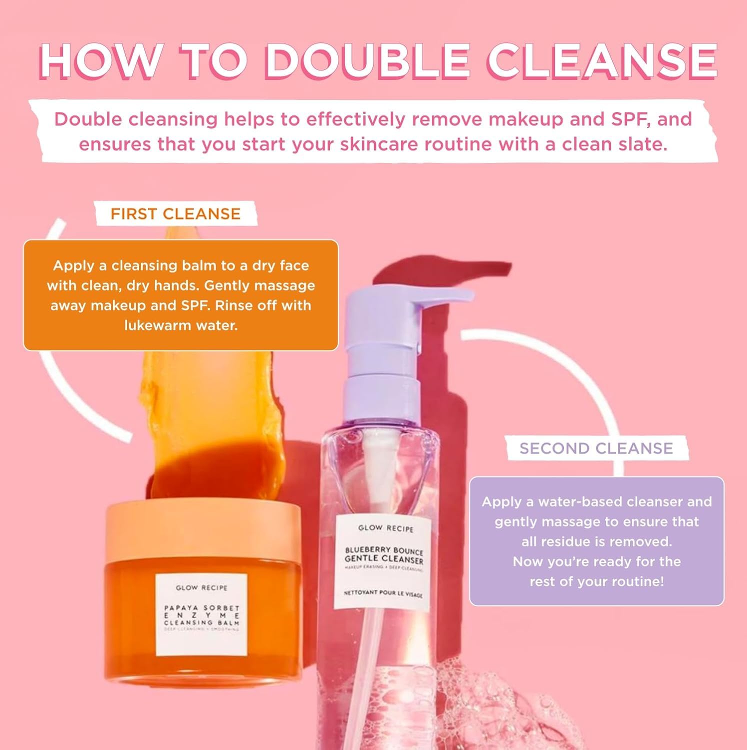 Glow Recipe Papaya Enzyme Cleansing Balm in use for makeup removal and cleansing