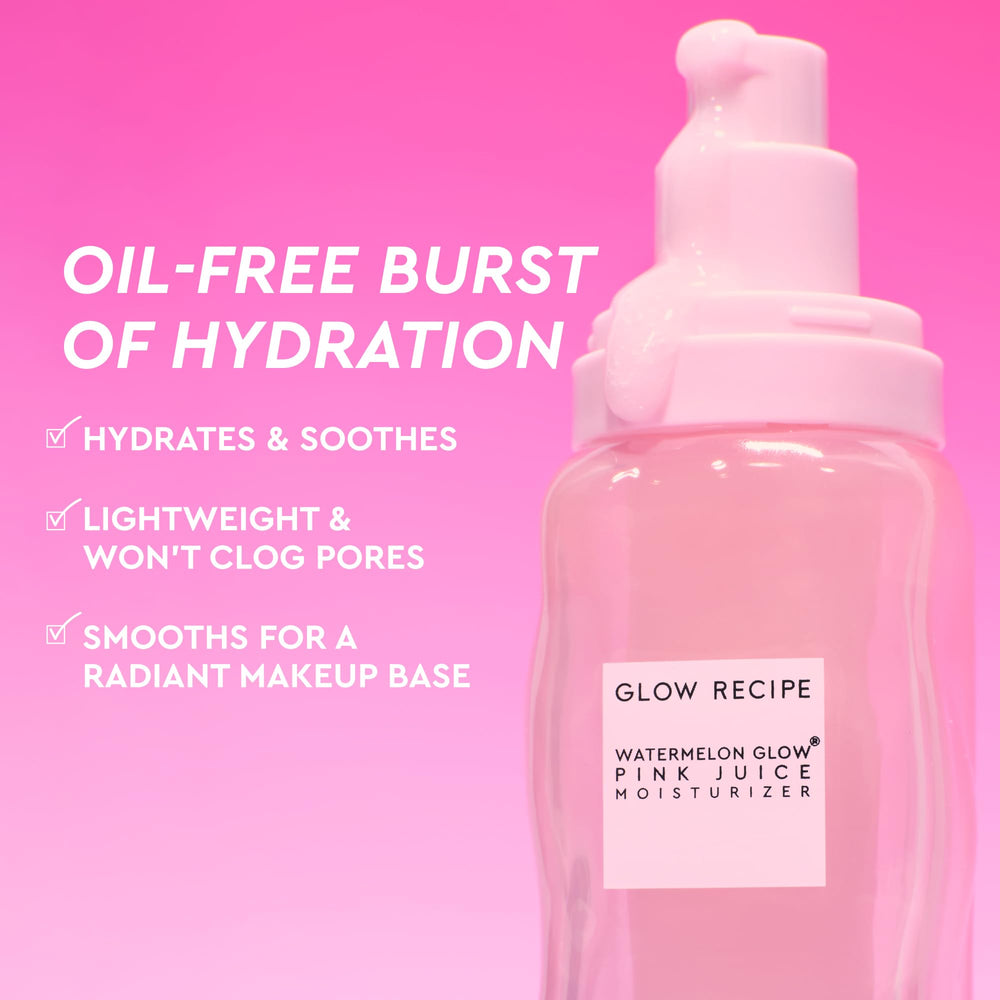 Glow Recipe Pink Juice Water Gel closeup highlighting translucent gel texture for quick absorption.