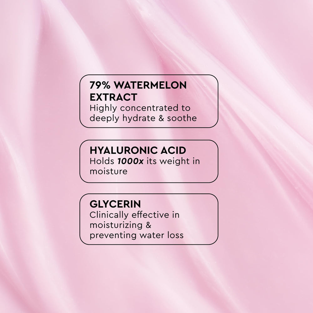 Glow Recipe Pink Juice Water Gel packaging highlights antioxidant blend of jasmine and peony.