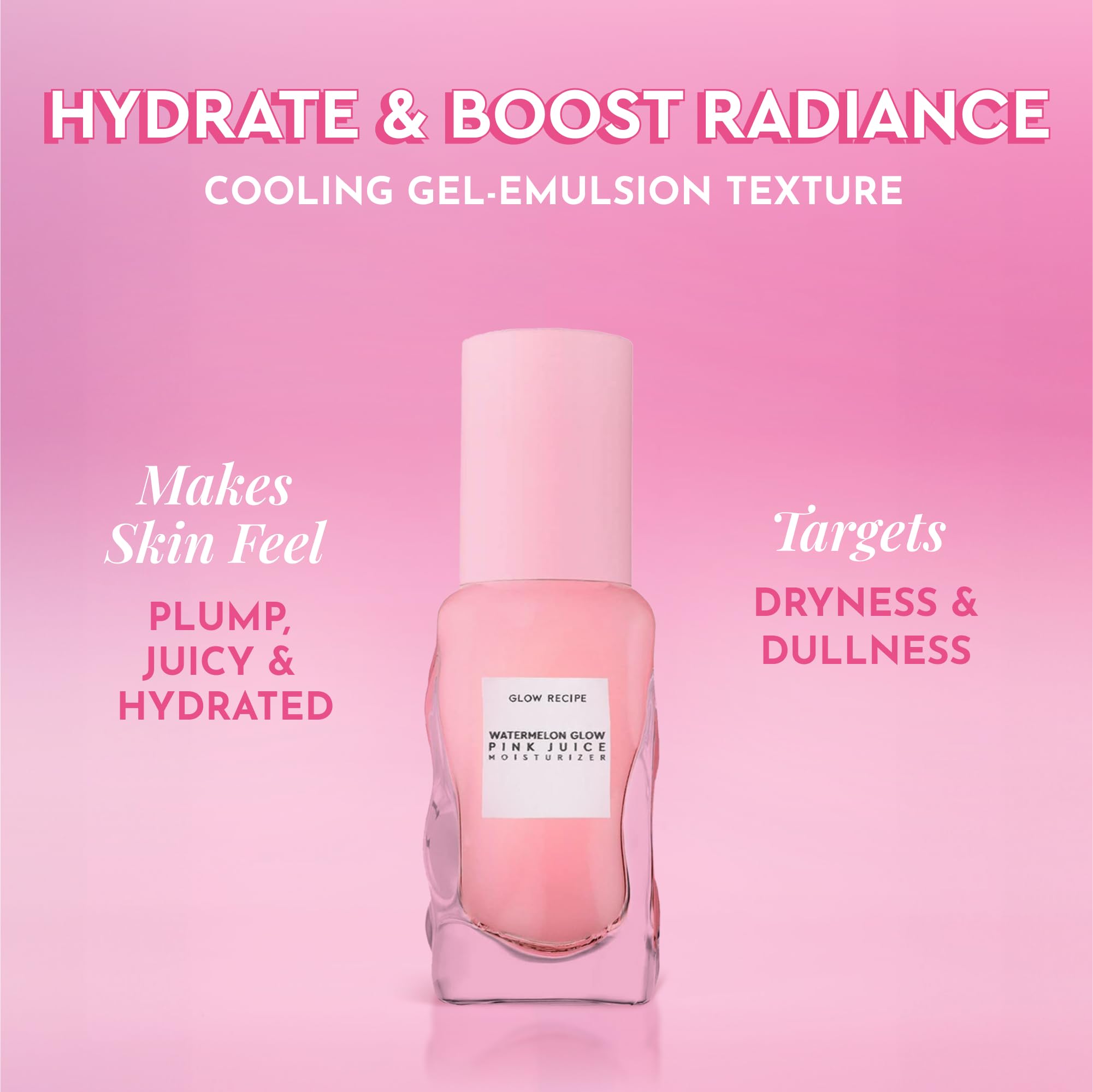 Glow Recipe Pink Juice Water Gel with watermelon extract on fresh skin.