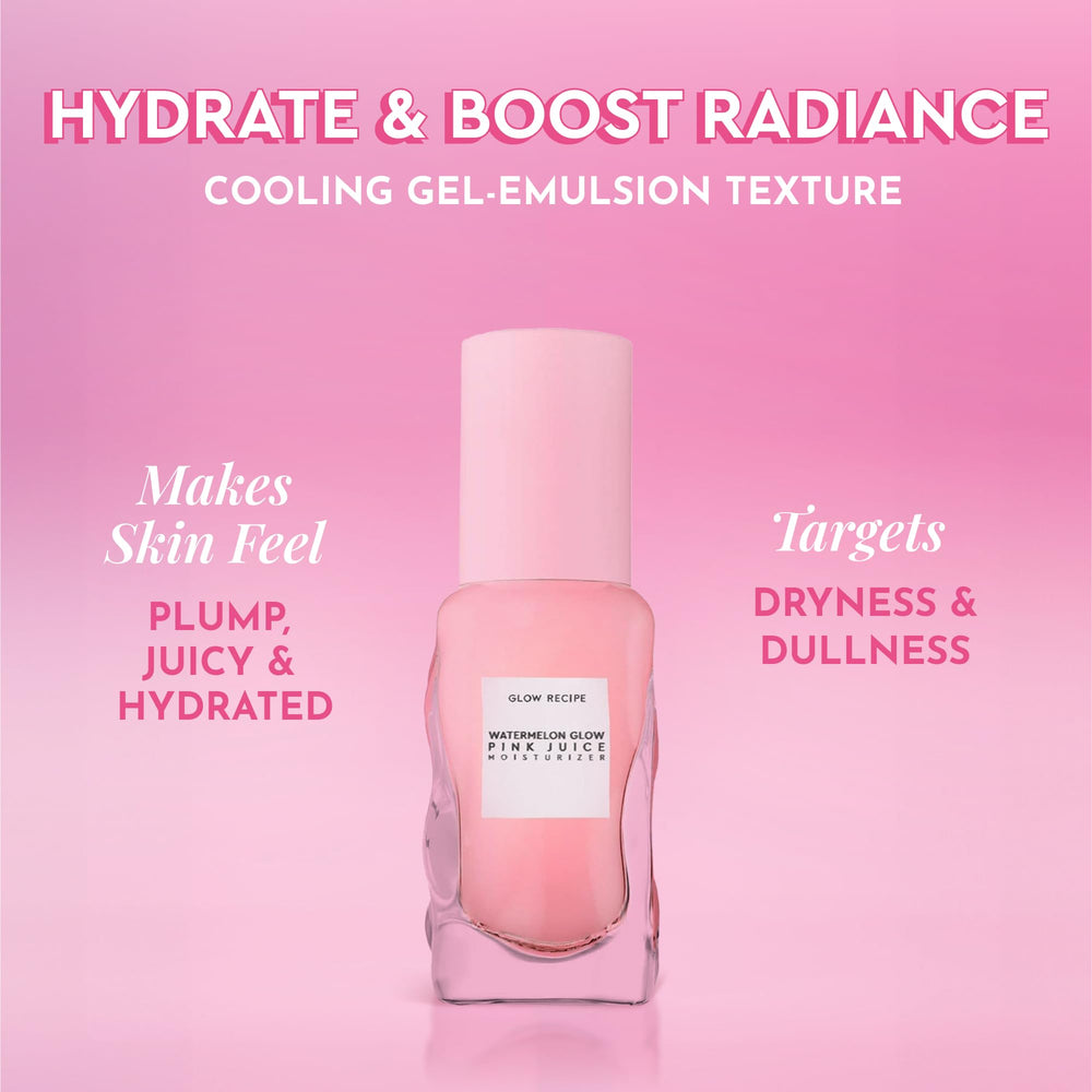 Glow Recipe Pink Juice Water Gel with watermelon extract on fresh skin.
