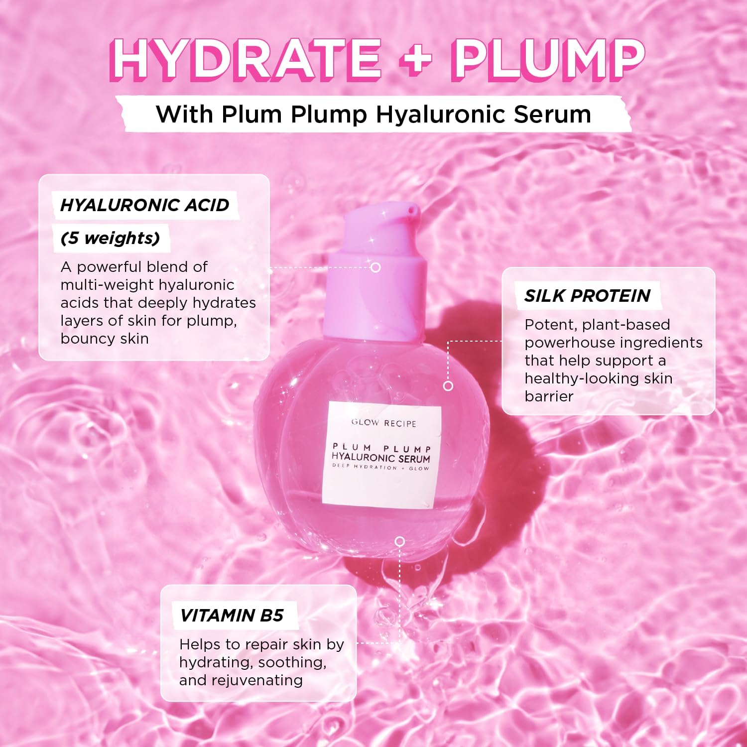 Glow Recipe Plum Plump Cream jar close-up emphasizes lightweight, non-greasy moisture for day or night.