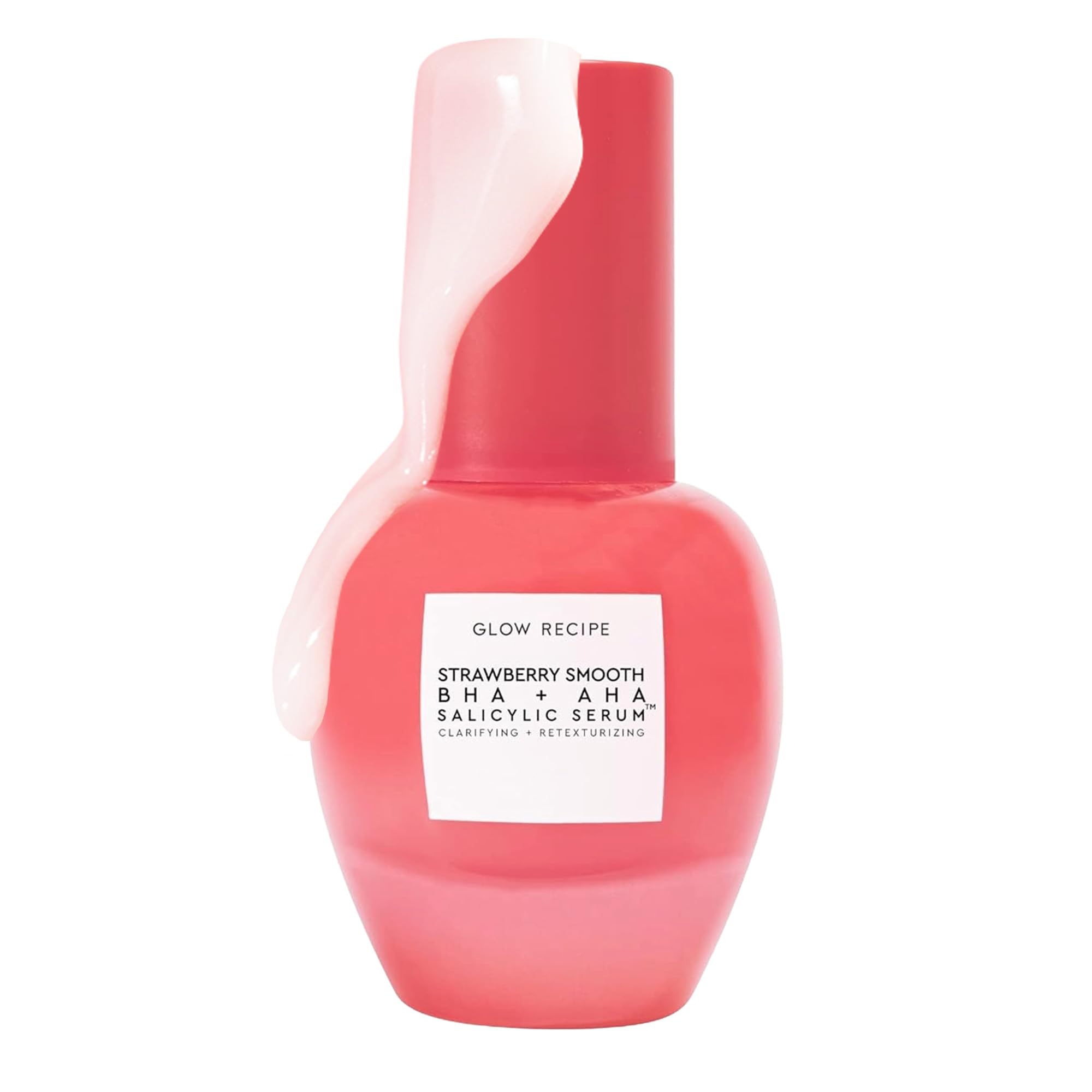 Glow Recipe Strawberry Smoothing Serum bottle shows hydration for glowing skin.